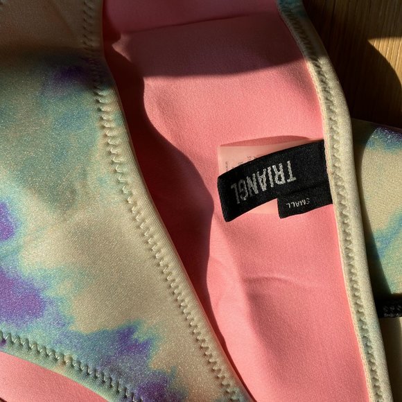 Women's TRIANGL Blue Tie Dye Neoprene Bikini with matching bag - Picture 2 of 4